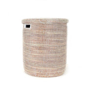Large White Flat-Lid Woven Storage Basket