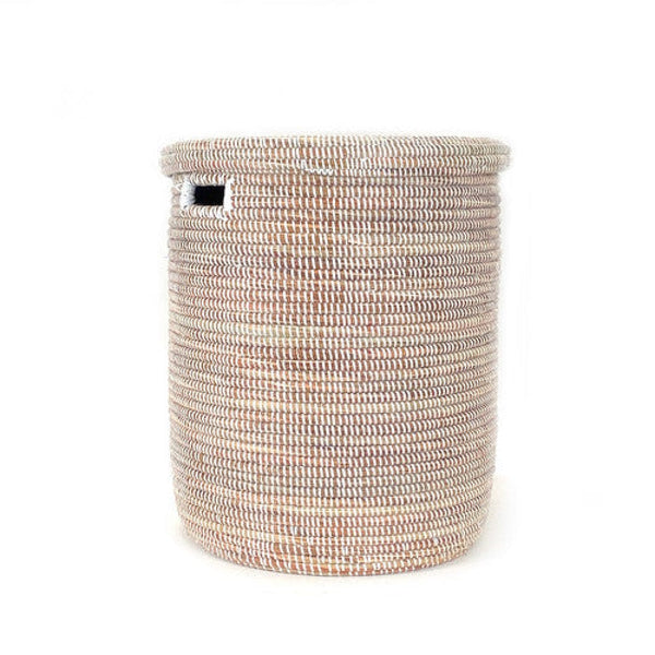 Large White Flat-Lid Woven Storage Basket