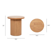 Fluted Pillar Round Wood Side Table