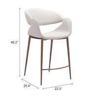 Beige & Walnut Faux Leather Counter Stool