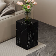 Marble-Print Block Side Table