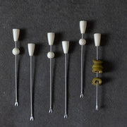 Bone-Accent Stainless Cocktail Pick Set