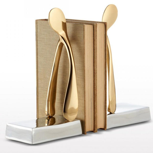 Two-Tone Metal Wishbone Bookend Pair