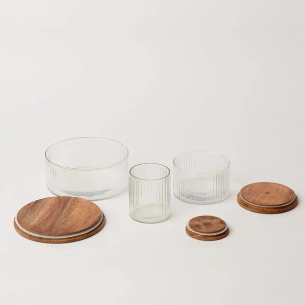 Fluted Glass Storage Jar Set