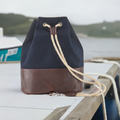 Navy Canvas Leather-Trim Duffle Bag