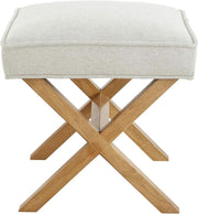 X-Frame Upholstered Ivory Ottoman (view 4) | Roost & Roam