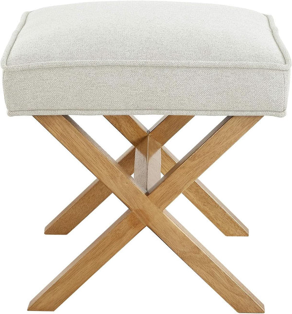 X-Frame Upholstered Ivory Ottoman (view 4) | Roost & Roam