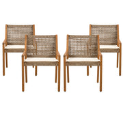 Acacia and Wicker Outdoor Dining Set — alternate angle showing full form