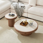 Sintered Stone Round Pedestal Coffee Table — alternate angle showing full form