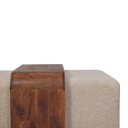 Boucle Upholstered Bench Duo with Wood Table