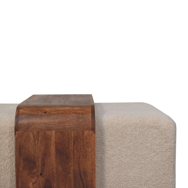 Boucle Upholstered Bench Duo with Wood Table