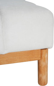 Grid-Tufted Linen-Look Square Ottoman