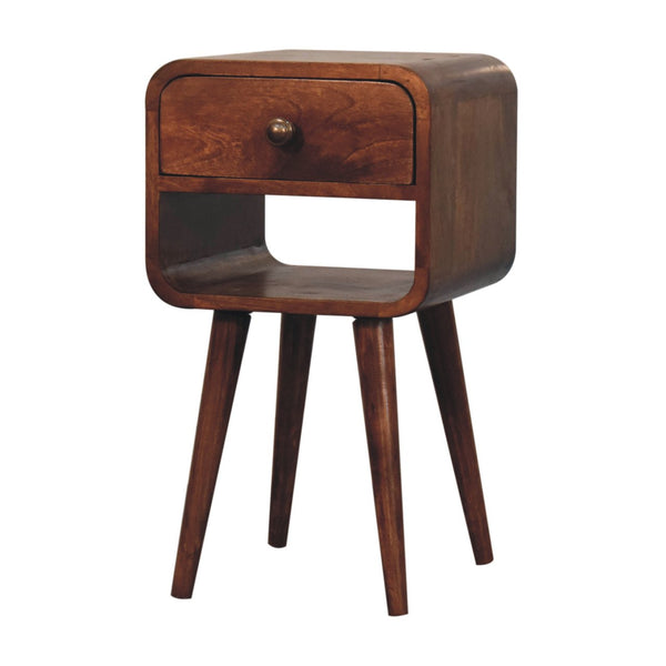 Curved Mango Wood Mini Nightstand
