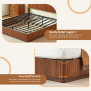 Fluted Walnut-Finish King Bed Frame