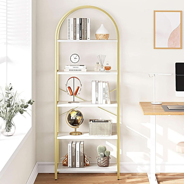 Arched Five-Tier Metal Bookcase (view 3) | Roost & Roam