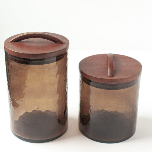 Smoked Recycled Glass Storage Canister