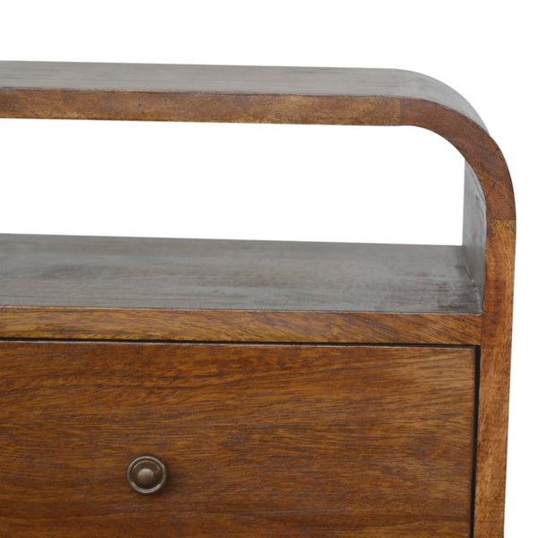 Curved Mango Wood 2-Drawer Nightstand