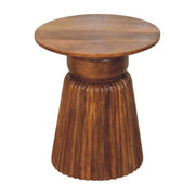 Fluted Mango Wood Round Side Table