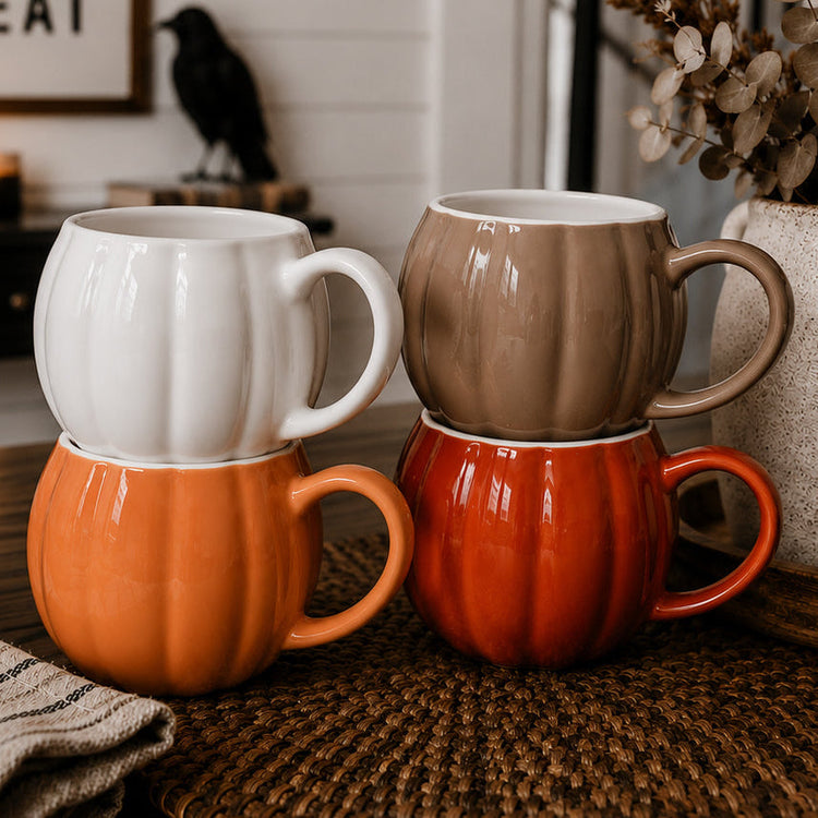 Pumpkin-Shaped Ceramic Coffee Mug