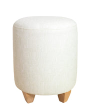 Printed Linen-Cotton Round Ottoman