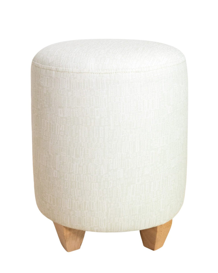 Printed Linen-Cotton Round Ottoman