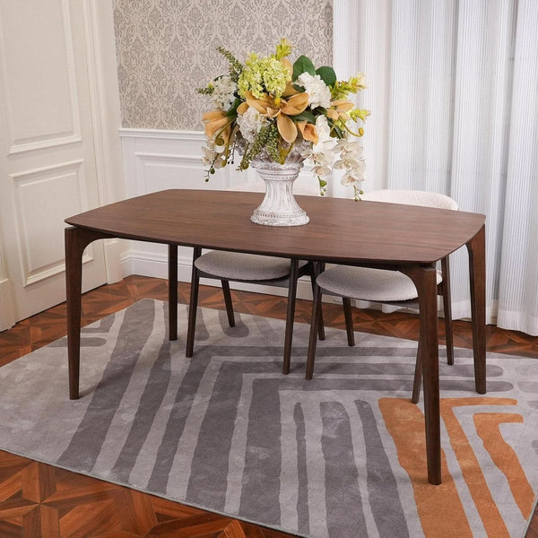 Walnut Veneer Dining Table and Chair Set
