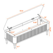 Fluted Rubberwood Storage Ottoman Bench