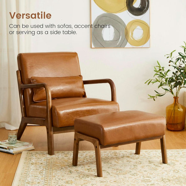 Faux Leather Padded Ottoman Footrest – ottoman (view 3) | Roost & Roam