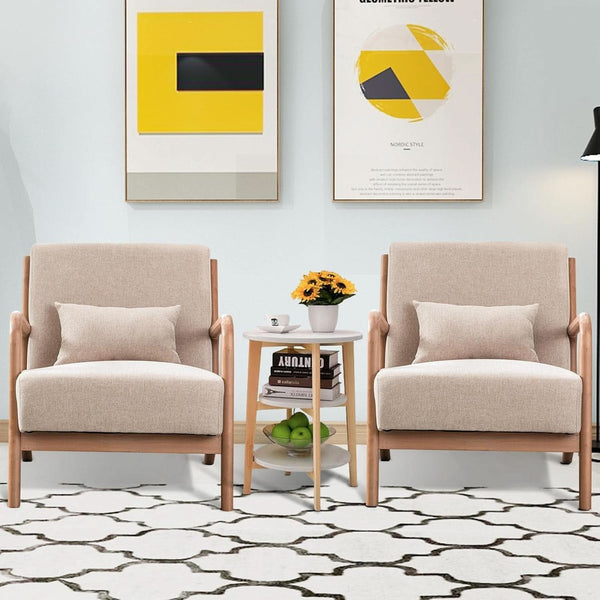 Mid-Century Upholstered Wood Frame Accent Chair