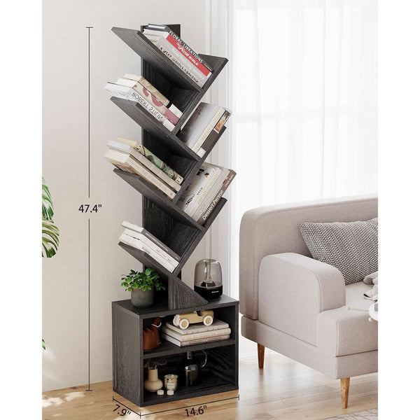 Tree-Form Six-Tier Wood-Grain Bookcase – book case (view 2) | Roost & Roam