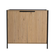 Fluted Wood-Grain Freestanding Bathroom Vanity