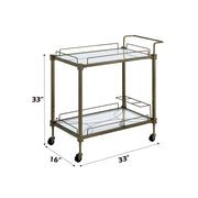 Antique Brass Mirrored Glass Serving Cart