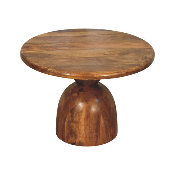 Sculpted Mango Wood Pedestal Coffee Table