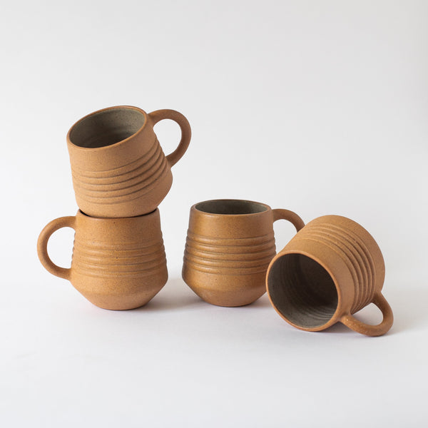 Ridged Local Clay Ceramic Mug