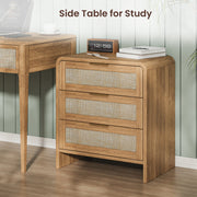 Rattan-Front Curved Nightstand Set — detail of finish and surface variation