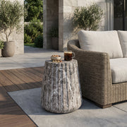 Fluted Concrete Pedestal Side Table