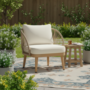 Rope-Woven Acacia Outdoor Club Chair