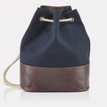 Navy Canvas Leather-Trim Duffle Bag