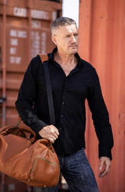 Full-Grain Leather Weekender Duffle Bag