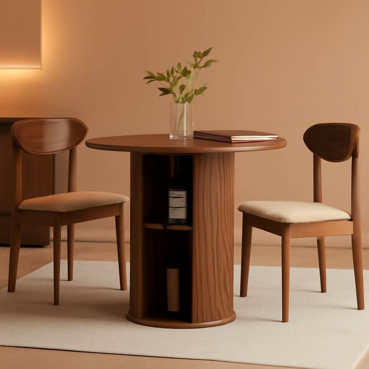Walnut Round Dining Table For Two To Four