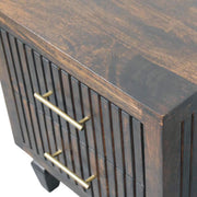 Fluted Mango Wood Two-Drawer Nightstand