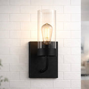 Black & Clear Glass Wall Sconce