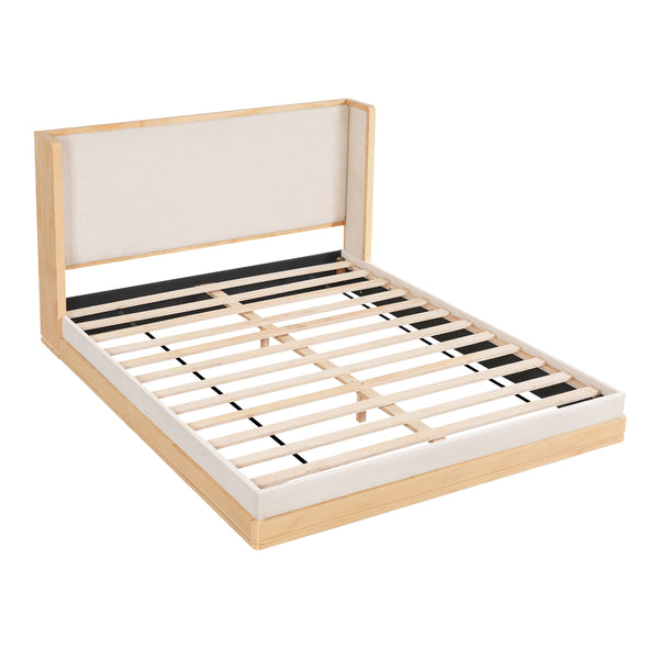 Wood-Grain Platform Bed Frame