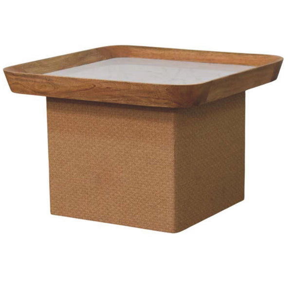 Woven Base Marble Top Coffee Table