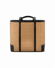 Leather and Rattan Cane Tote Bag