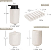 Fluted Ceramic Bathroom Accessory Set