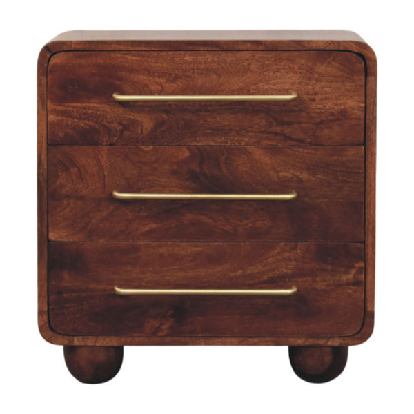 Rounded Mango Wood Three-Drawer Chest