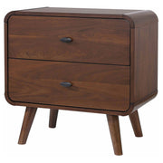 Two-Drawer Walnut-Finish Nightstand