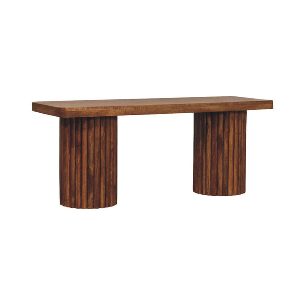 Fluted Column Solid Wood Bench