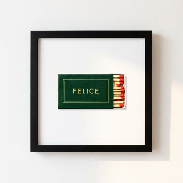 Matchbook Still Life Framed Print — Still-life matchbook print in a wood-grain frame, three sizes available